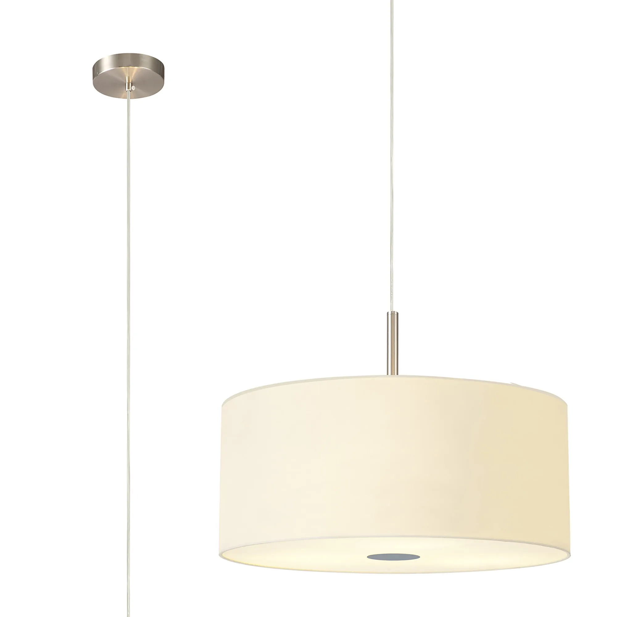 DK0447  Baymont 50cm 3 Light Pendant Satin Nickel, Ivory Pearl, Frosted Diffuser